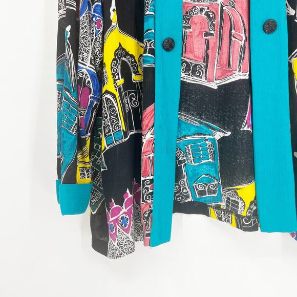 80s Vintage Essay by Sharon Anthony Bold Print Maximalist Blazer Large - Picture 3 of 6